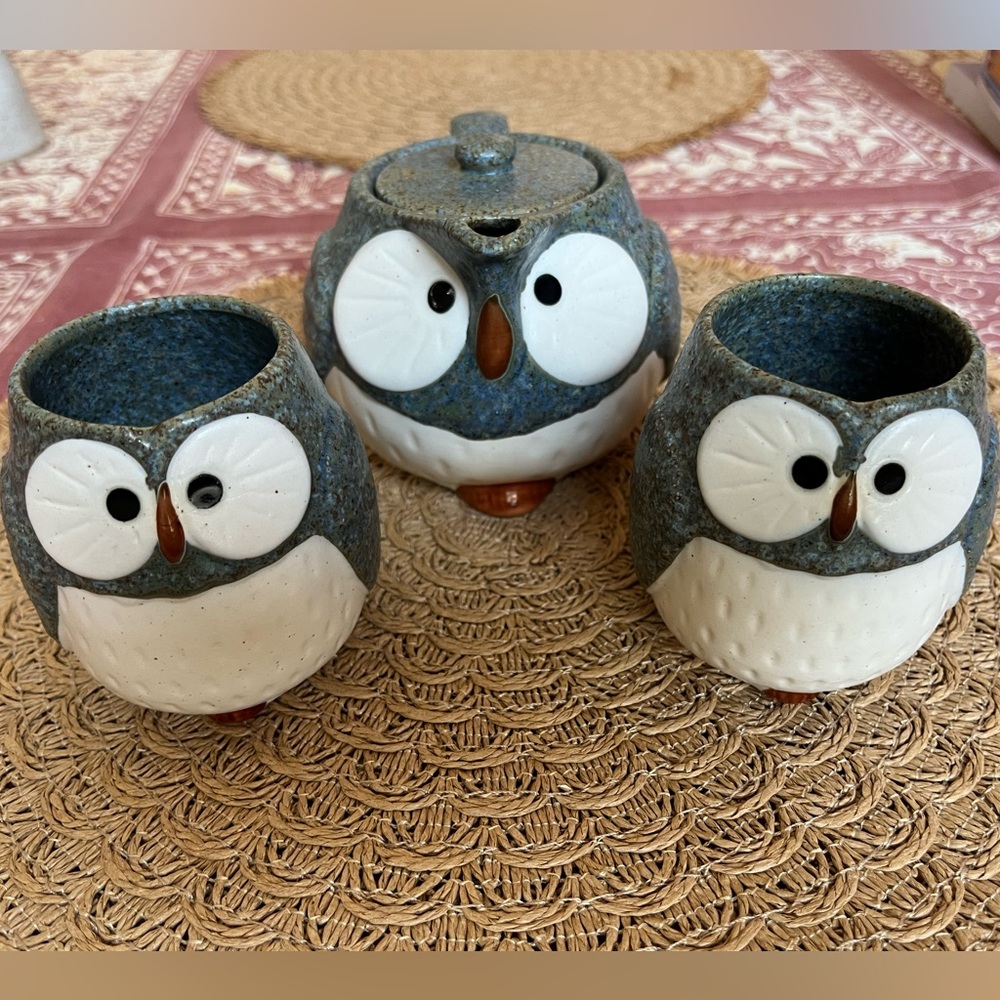 JAPAN KOTOBUKI OWL CERAMIC TEA SET